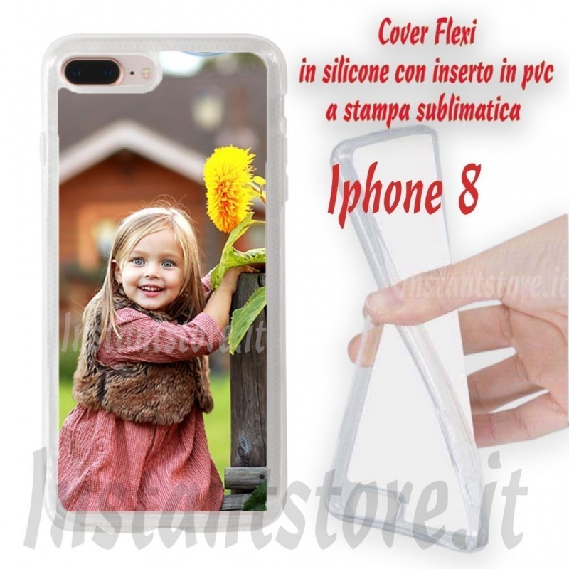 Cover Flexi per iPhone 8 personalizzata con stampa sublimatica lati in silicone