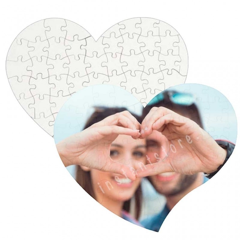 Puzzle personalizzabile con foto in masonite lucida a forma di cuore