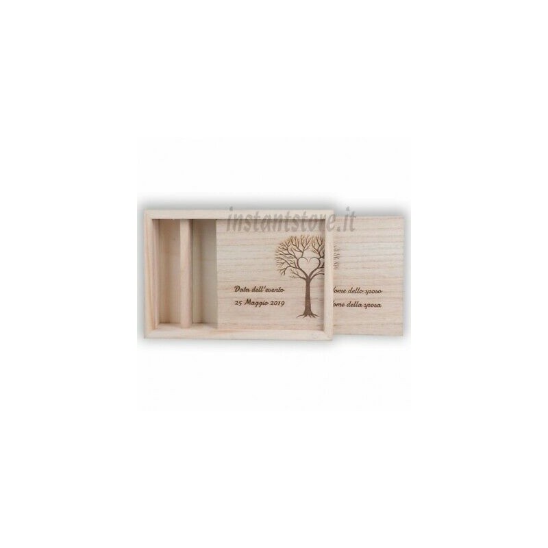 Scatola in legno con incisione personalizzata portafoto e Pennetta usb - Hand Ma