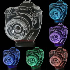 Lampada led personalizzata con Nome fotocamera Canon 3d effect
