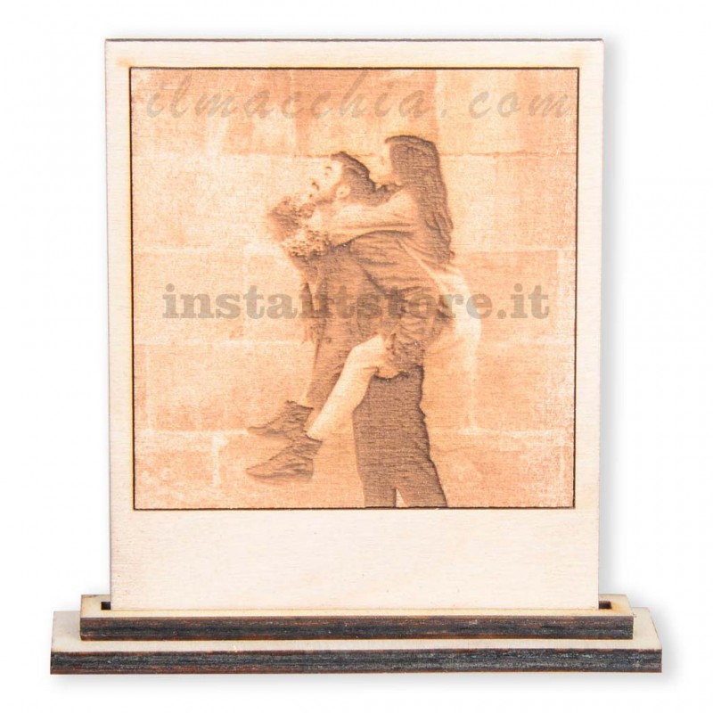 Fotoincisione su legno personalizzata formato polaroid